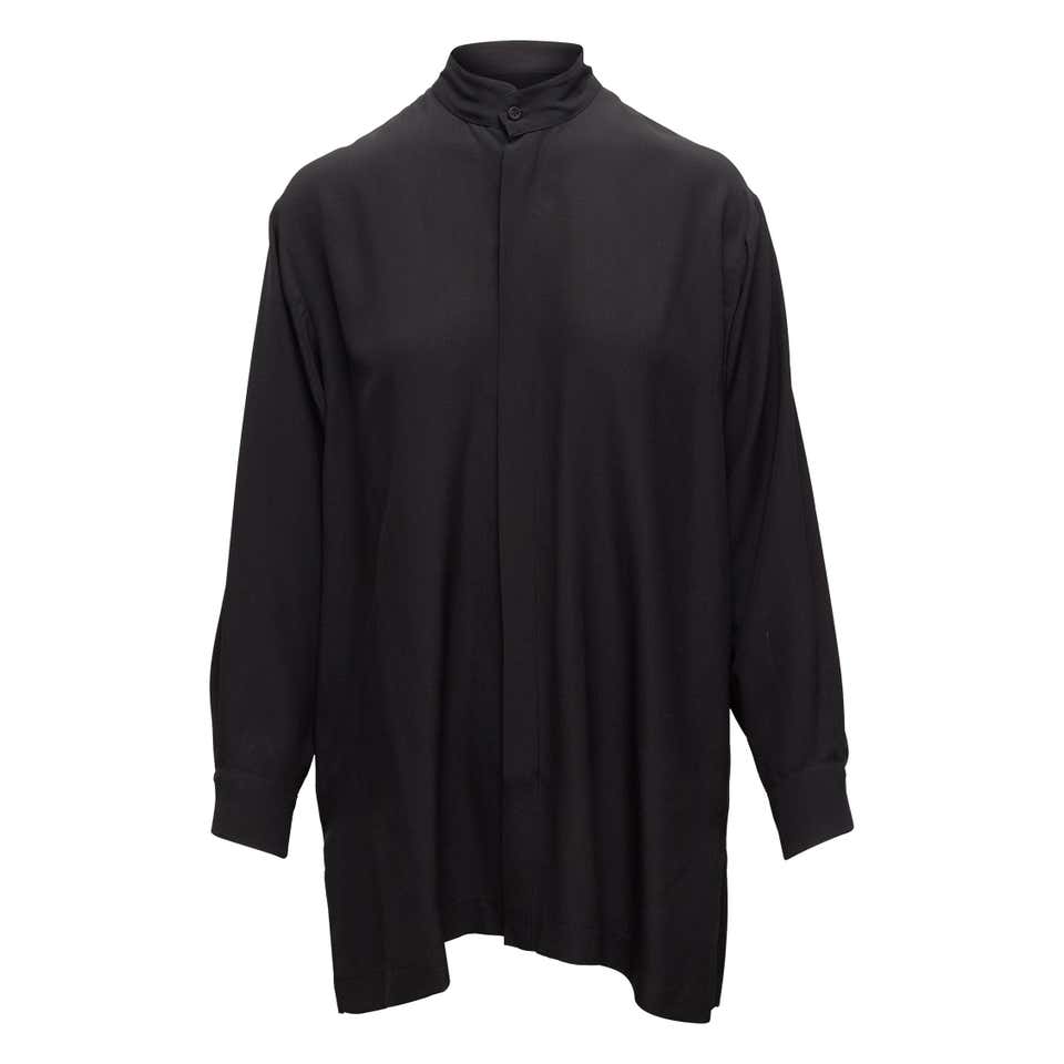 Eskandar Black Silk Button-Up Top For Sale at 1stDibs