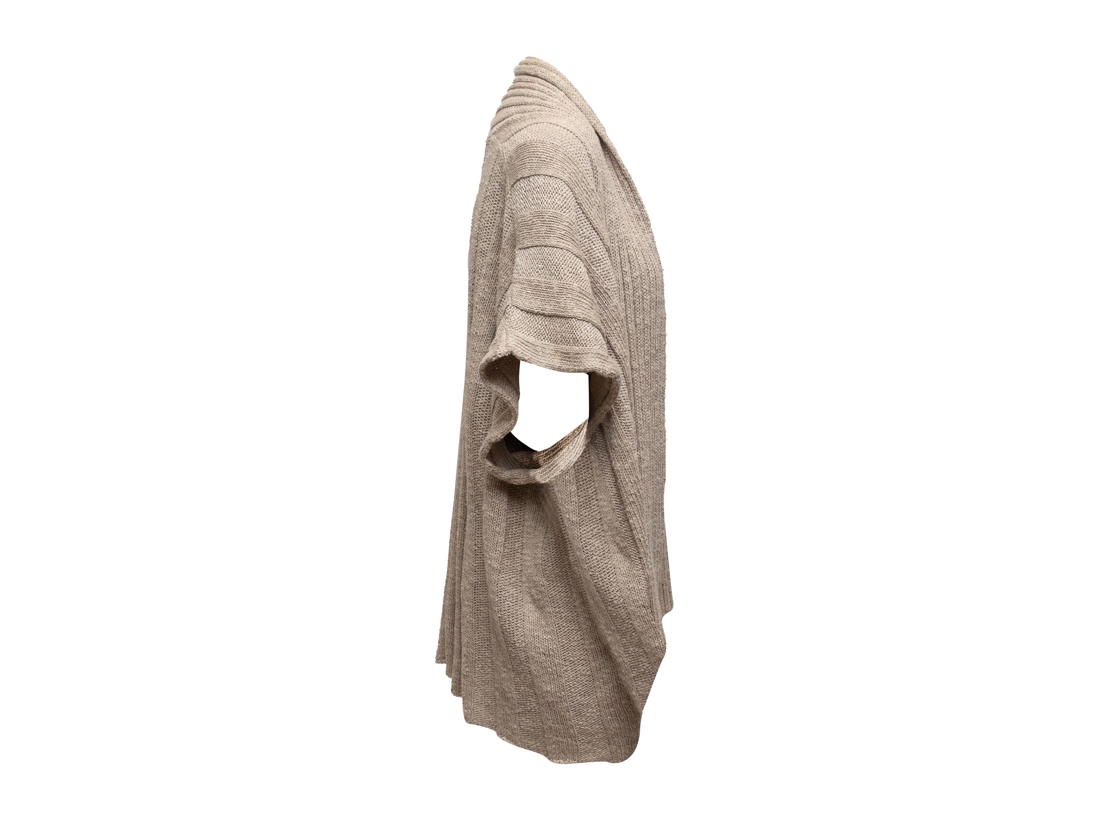 Product details: Grey linen-blend cardigan by Eskandar. Short dolman sleeves. Open front. 34