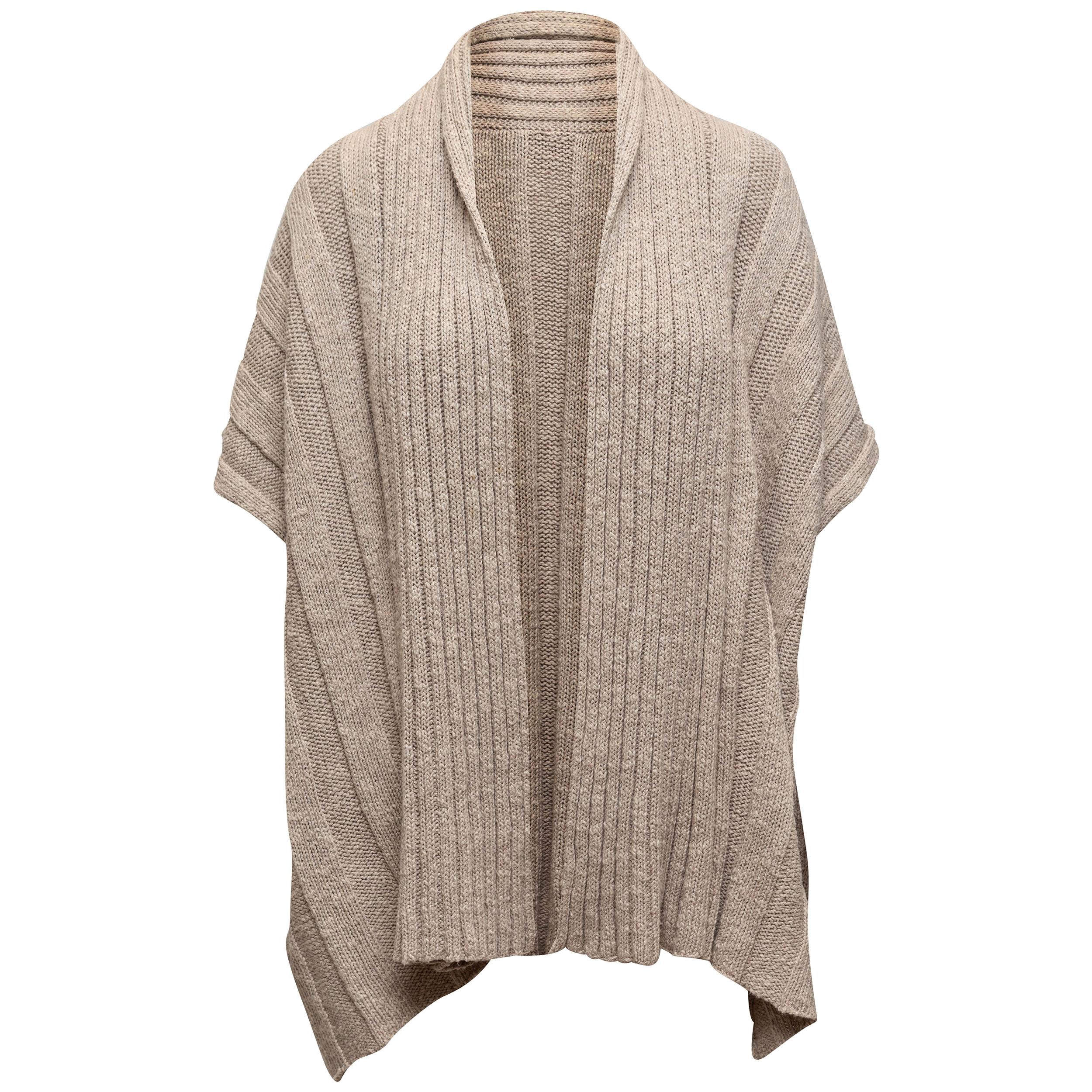 Eskandar Grey Linen-Blend Short Sleeve Cardigan