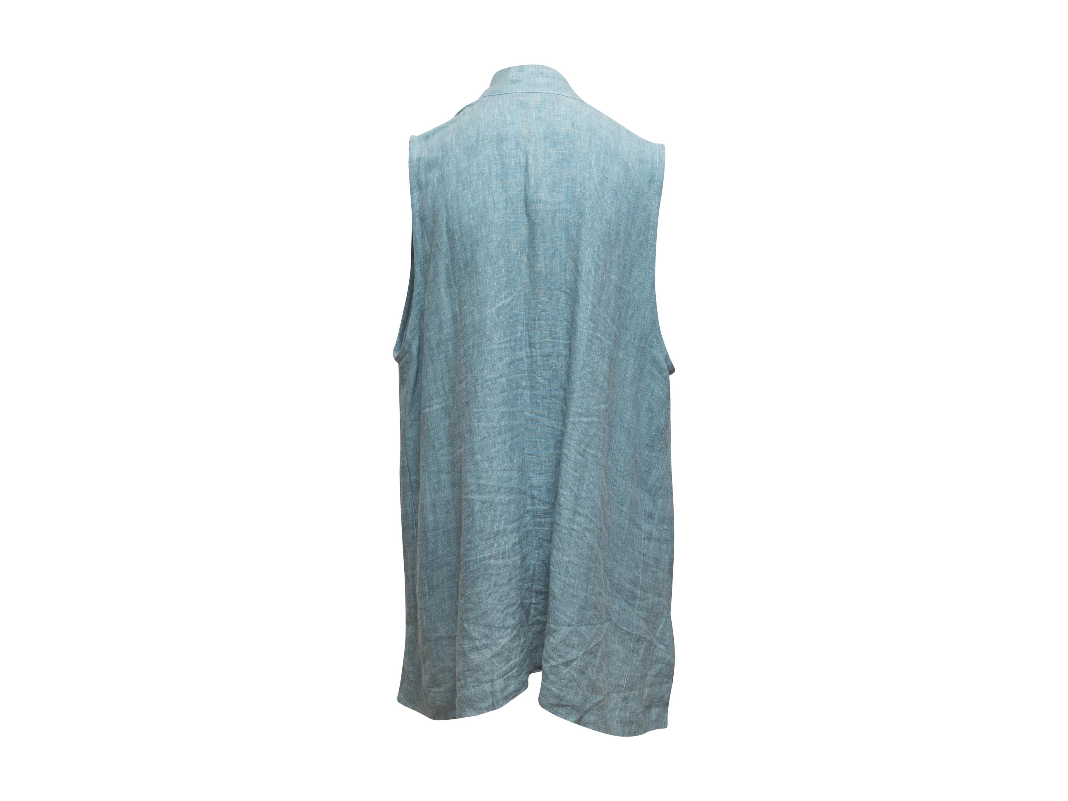 blue linen vest