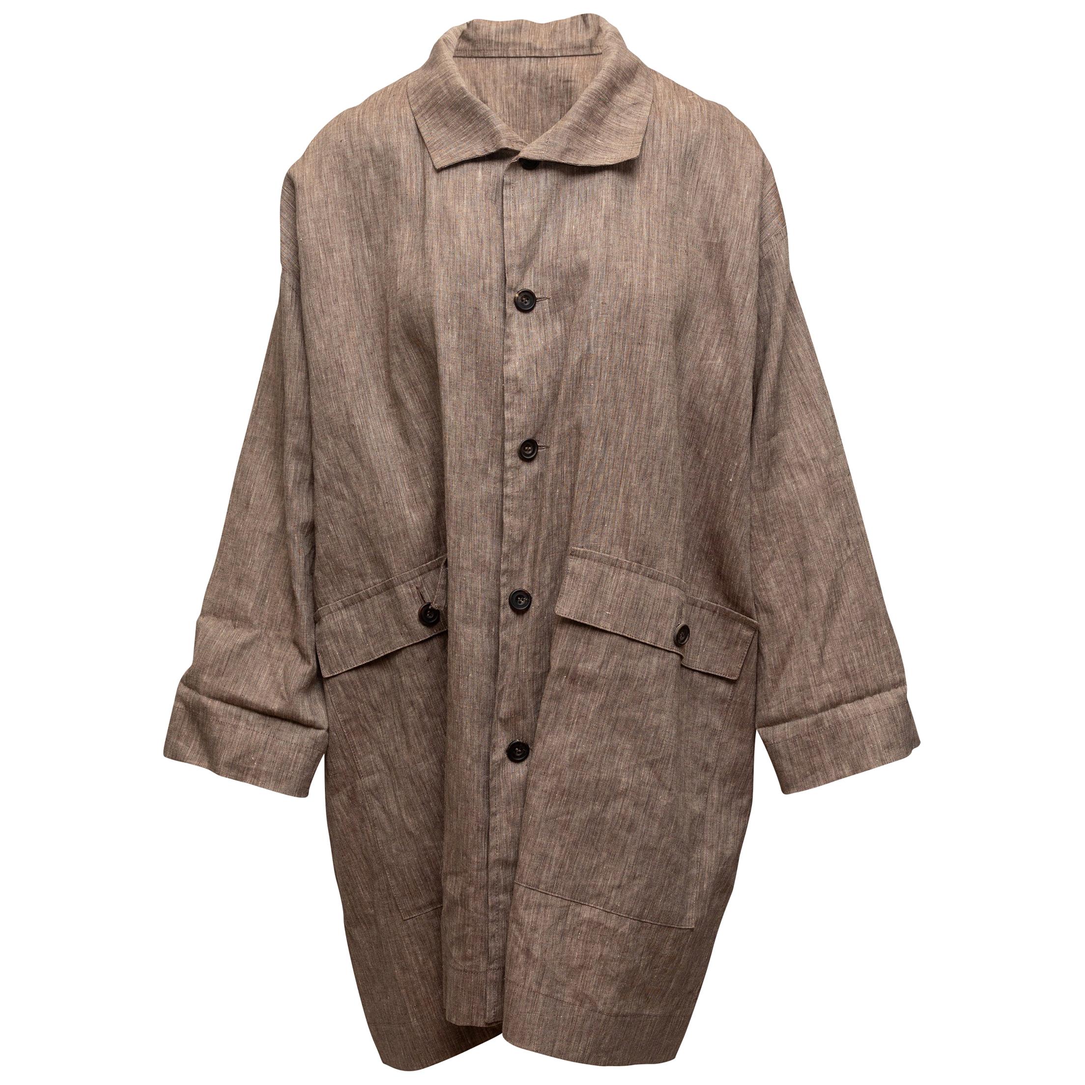 Eskandar Light Brown Linen Coat
