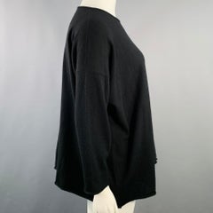 ESKANDAR Size L Black Cashmere Drop Shoulder Oversized Pullover