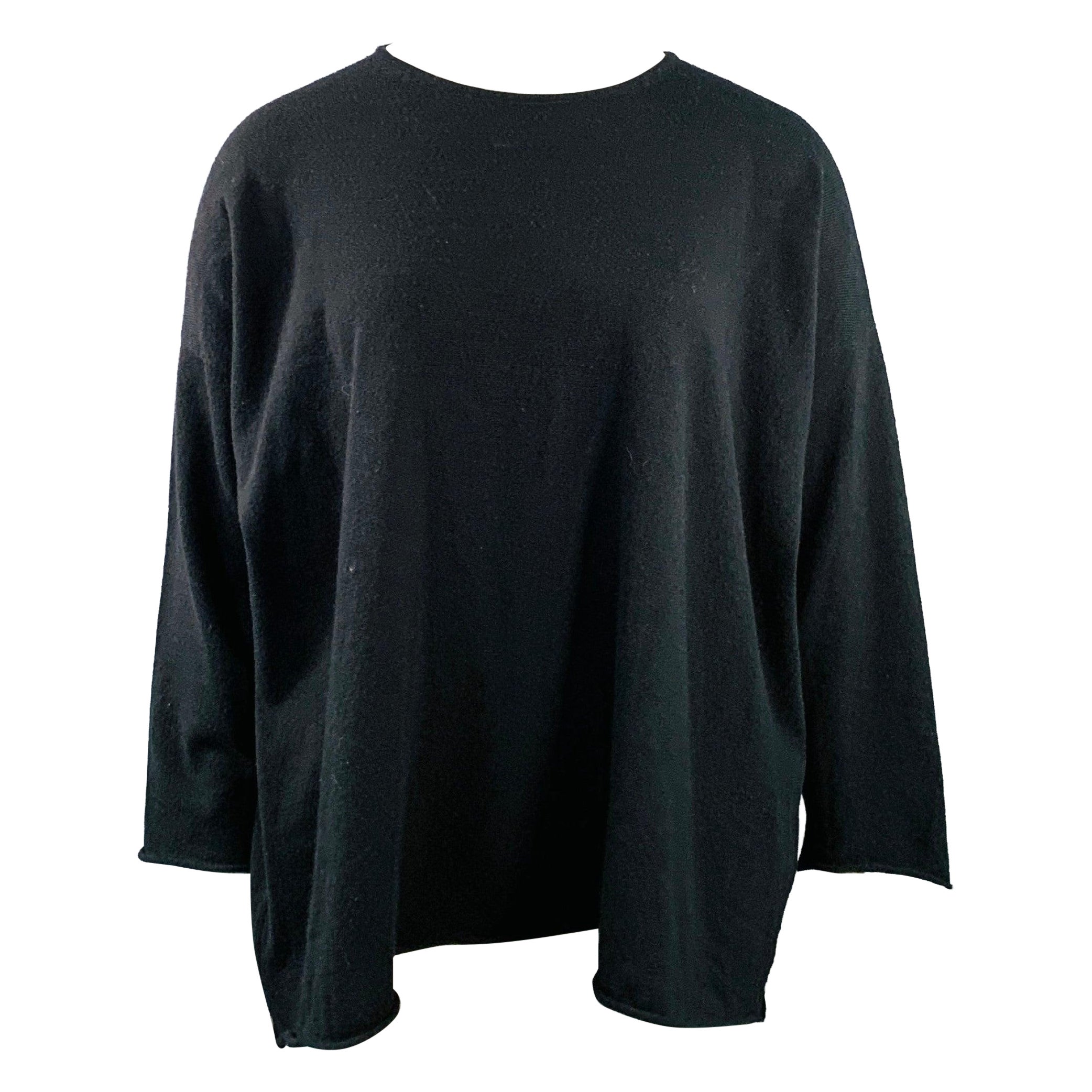 ESKANDAR Size L Black Cashmere Drop Shoulder Oversized Pullover