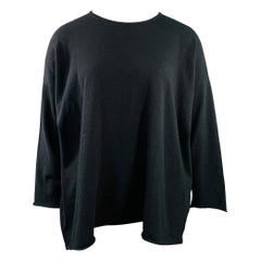 Eskandar taglia L Pullover nero in cashmere a spalla rovesciata