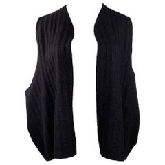 Eskandar taglia L Marrone Viola Lana Cashmere a coste Gilet aperto sul davanti