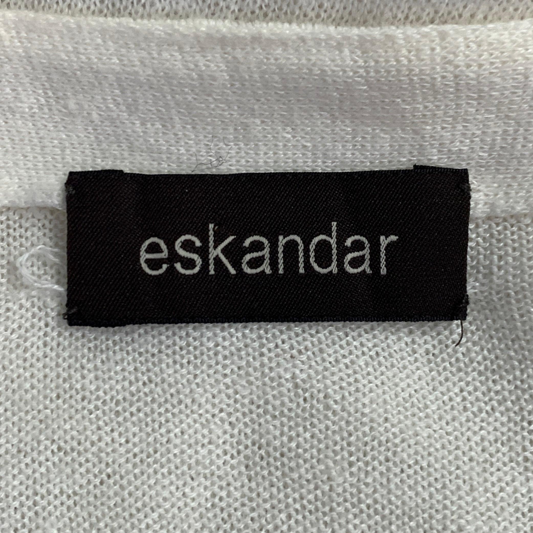 ESKANDAR Size L Cream Linen Cotton Knit Oversized Pullover For Sale 2