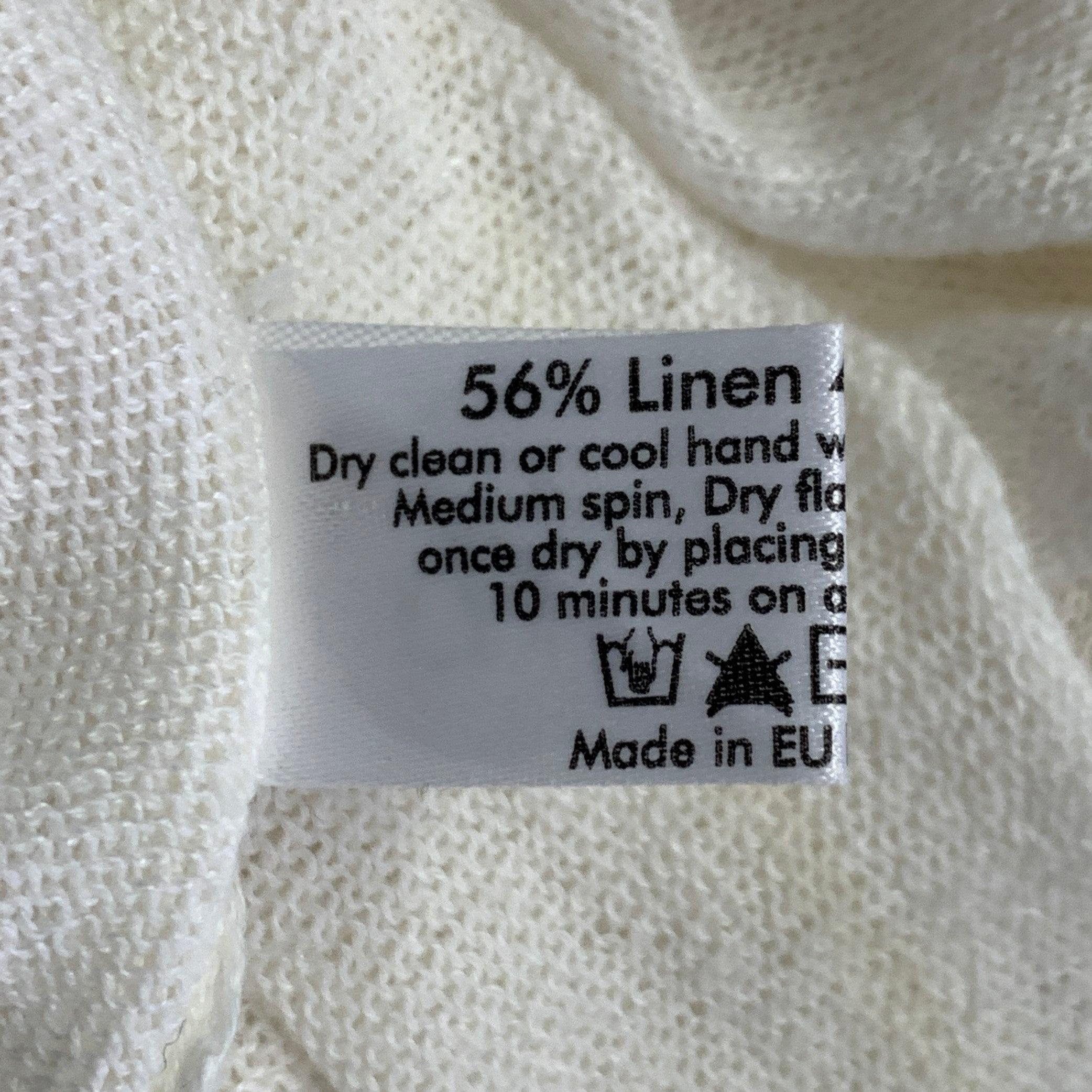 ESKANDAR Size L Cream Linen Cotton Knit Oversized Pullover For Sale 3