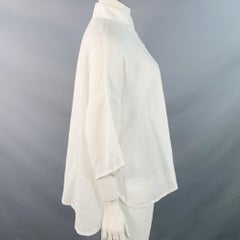 ESKANDAR Size L White Linen Oversized Button Up Shirt