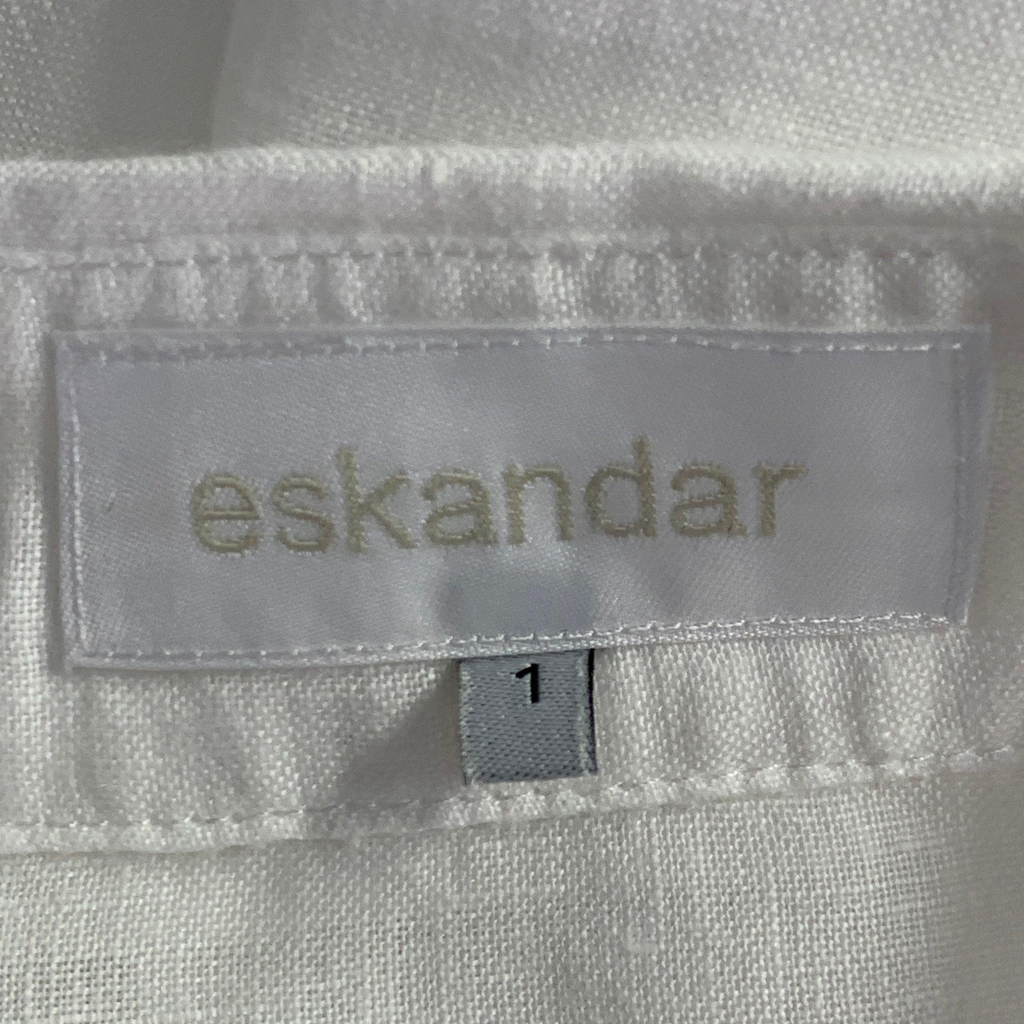 ESKANDAR Size L White Linen Oversized Button Up Shirt (Chemise à boutons surdimensionnée en lin blanc) Pour femmes en vente