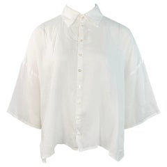 ESKANDAR Size L White Linen Oversized Button Up Shirt (Chemise à boutons surdimensionnée en lin blanc)