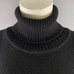 ESKANDAR Size M Black Cashmere Oversized Turtleneck Sweater