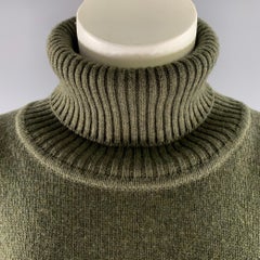ESKANDAR Size M Green Olive Cashmere Oversized Turtleneck Sweater