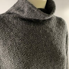 ESKANDAR Size M Grey Silk Cashmere Oversized Turtleneck Sweater