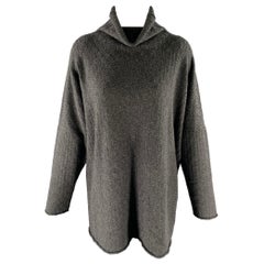 ESKANDAR Size M Grey Silk Cashmere Oversized Turtleneck Sweater