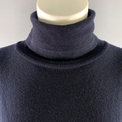 ESKANDAR Size M Navy Cashmere Turtleneck Sweater