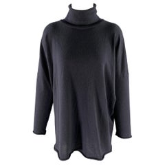 ESKANDAR Size M Navy Cashmere Turtleneck Sweater