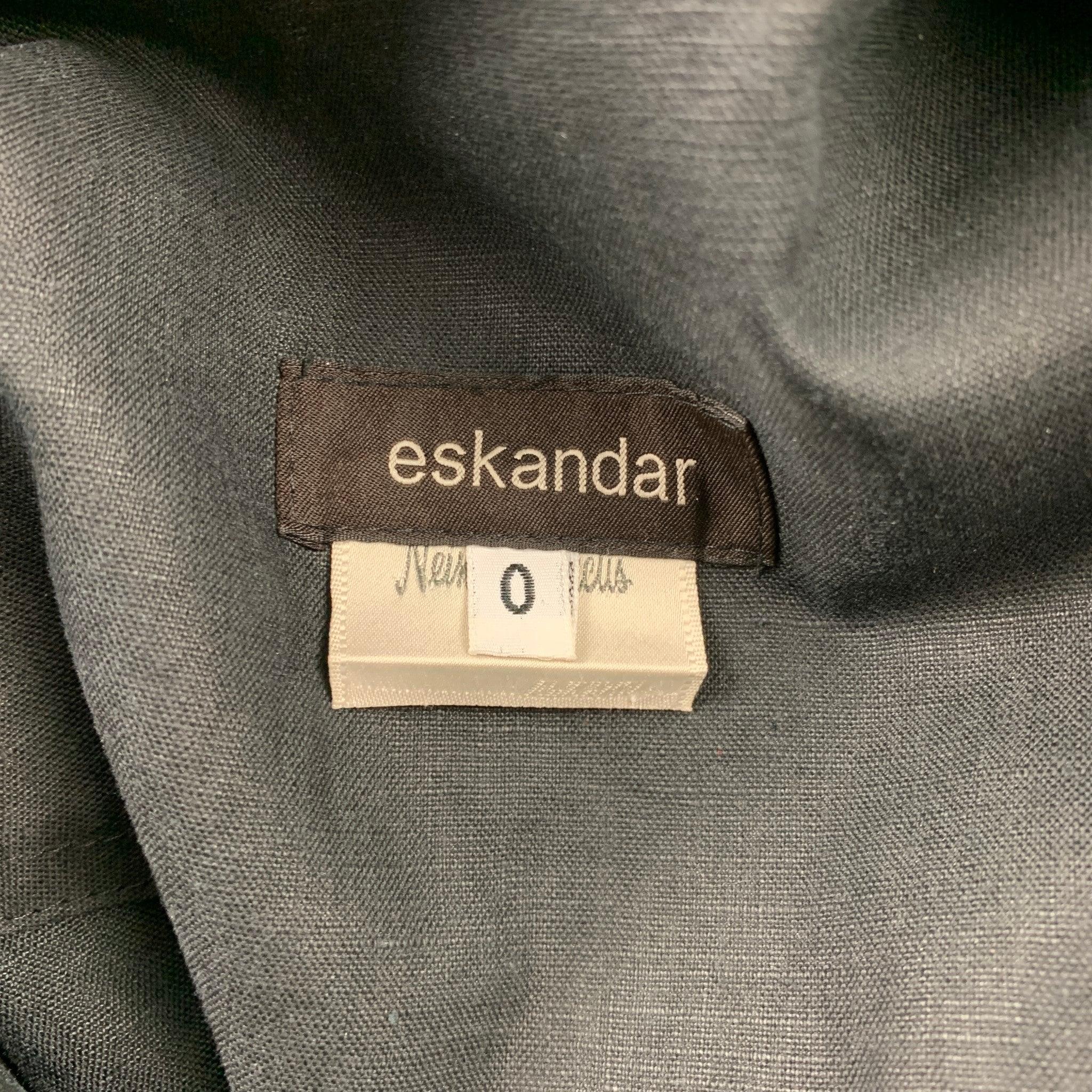 ESKANDAR Size One Size Charcoal Linen Overcoat For Sale 1