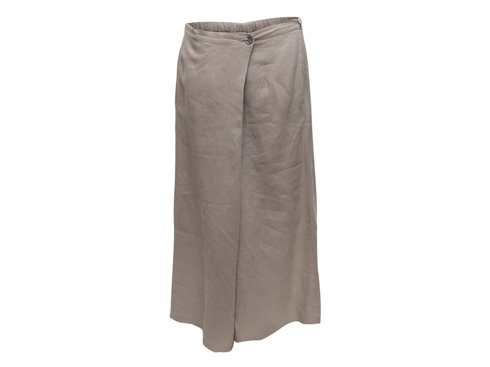 Women's Eskandar Taupe Wide-Leg Linen Pants