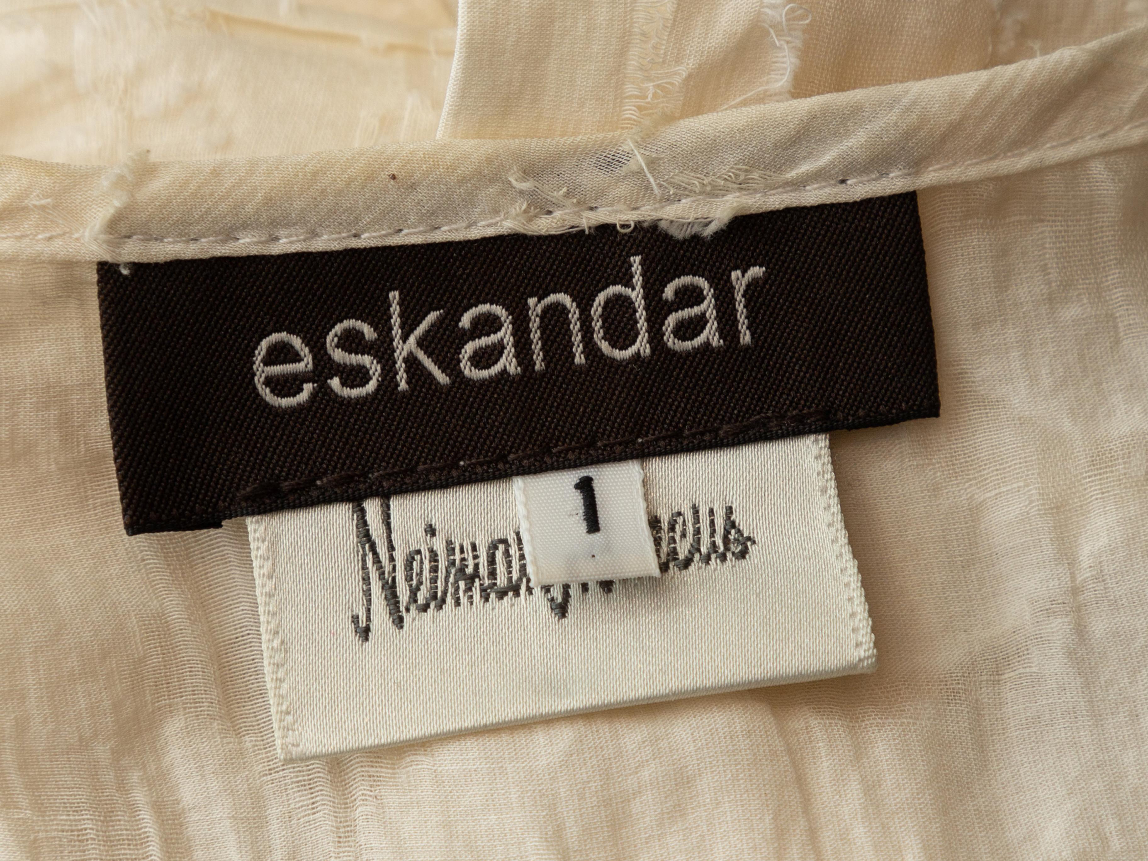 Women's Eskandar White Floral Patterned Button-Up Top