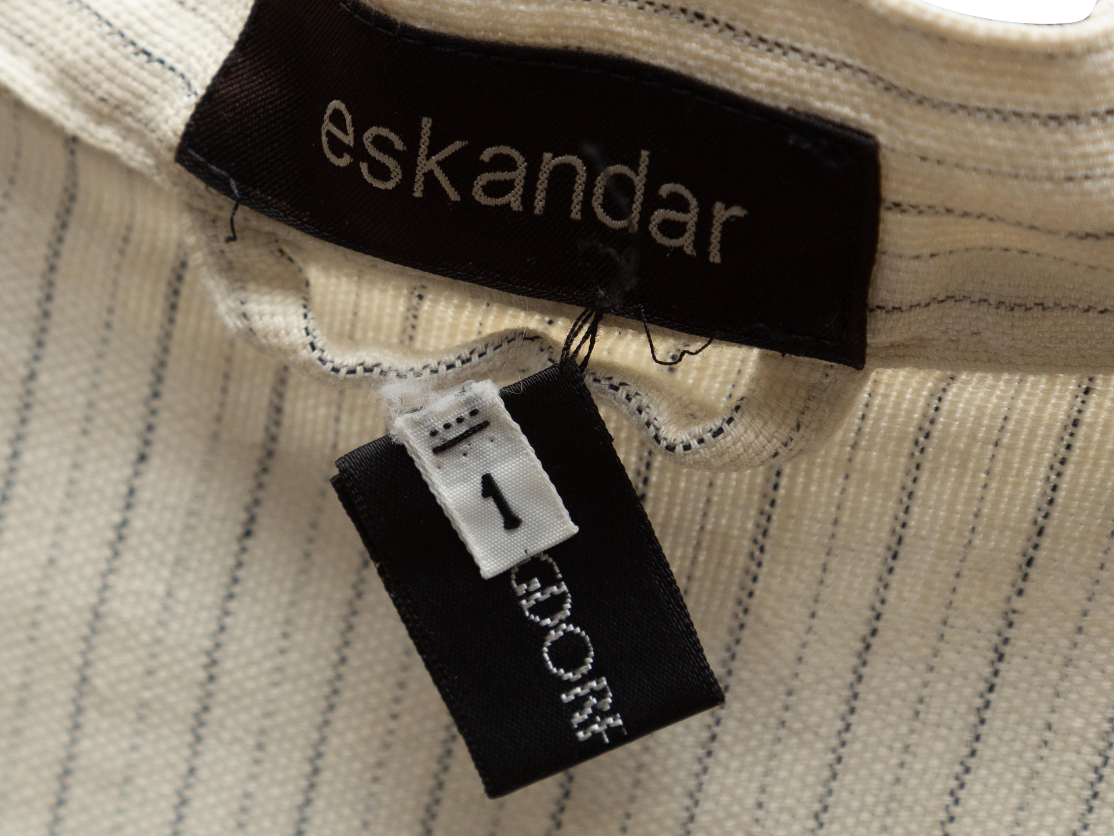 Women's Eskandar White & Grey Linen-Blend Open Front Jacket