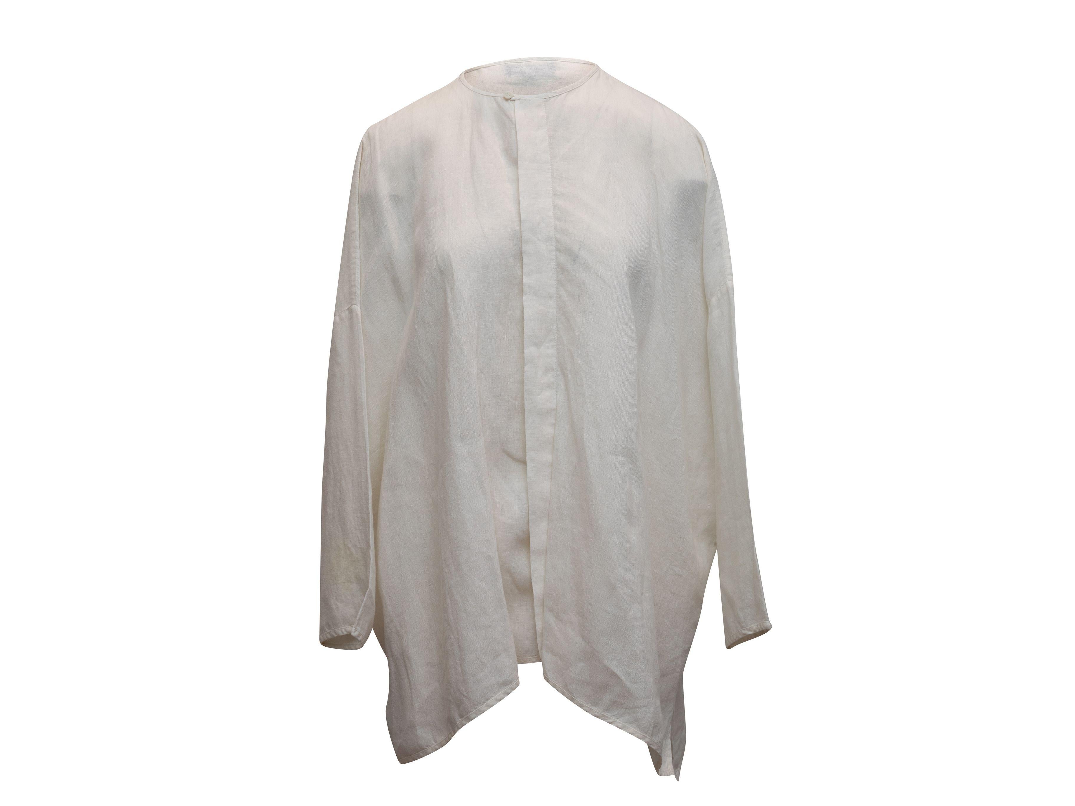 Eskandar White Linen Oversized ButtoLinen Oversized Button-Up Top 1