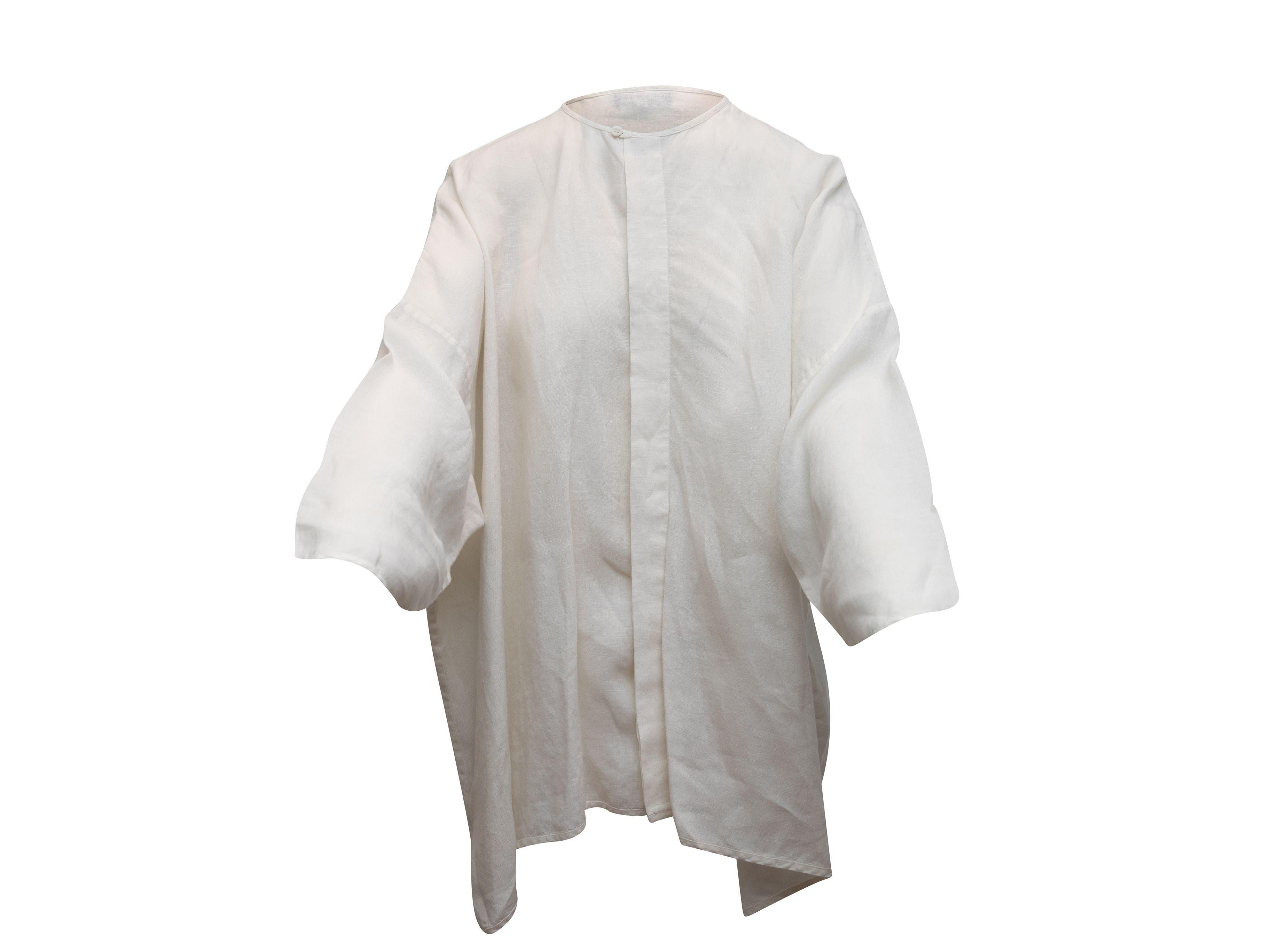 Eskandar White Linen Oversized ButtoLinen Oversized Button-Up Top 2