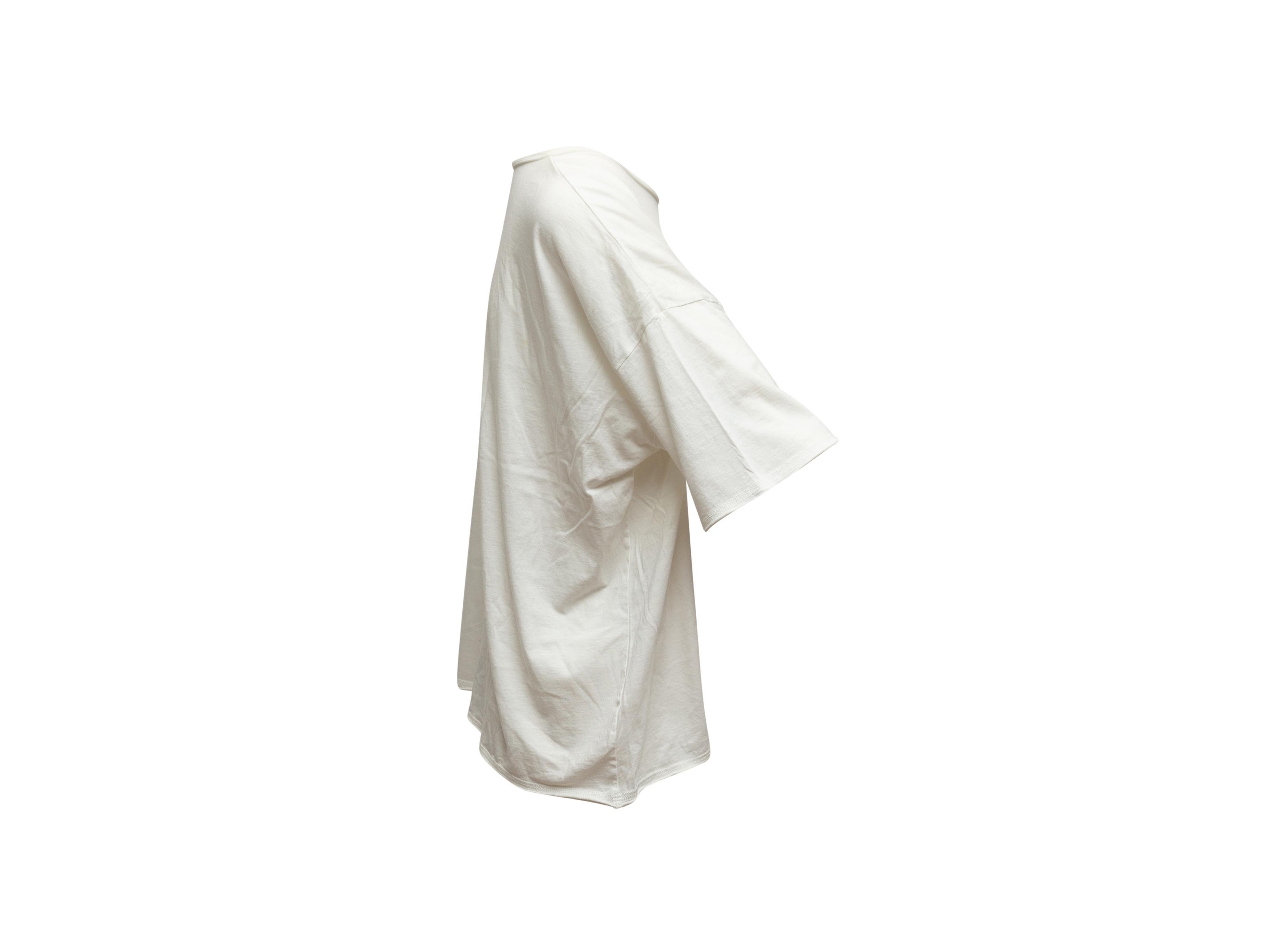 Product details: White oversize short sleeve top by Eskandar. Crew neck. 58