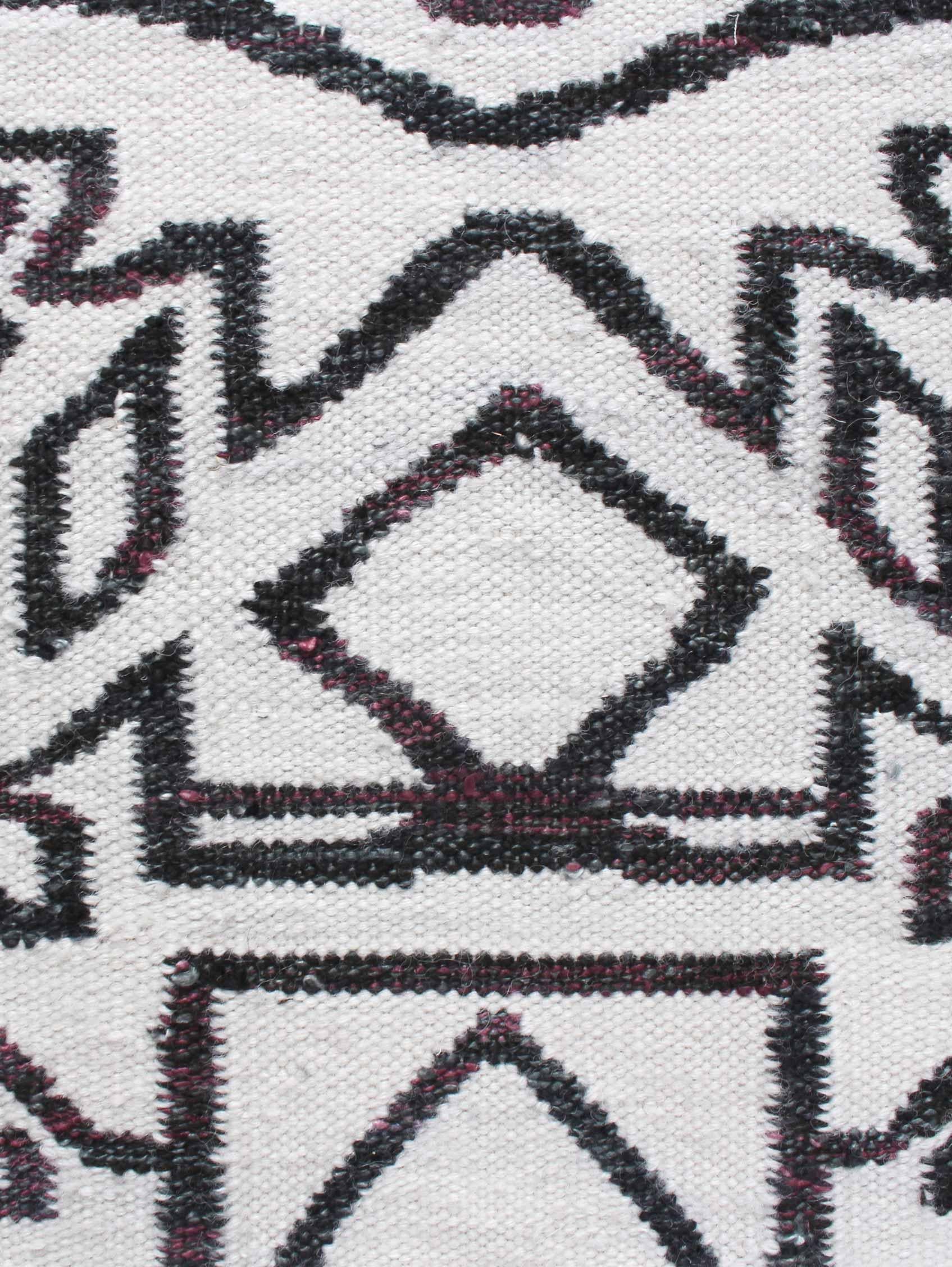 Hand-Knotted Eskayel, Akimbo, B&W Flat-Weave Rug For Sale