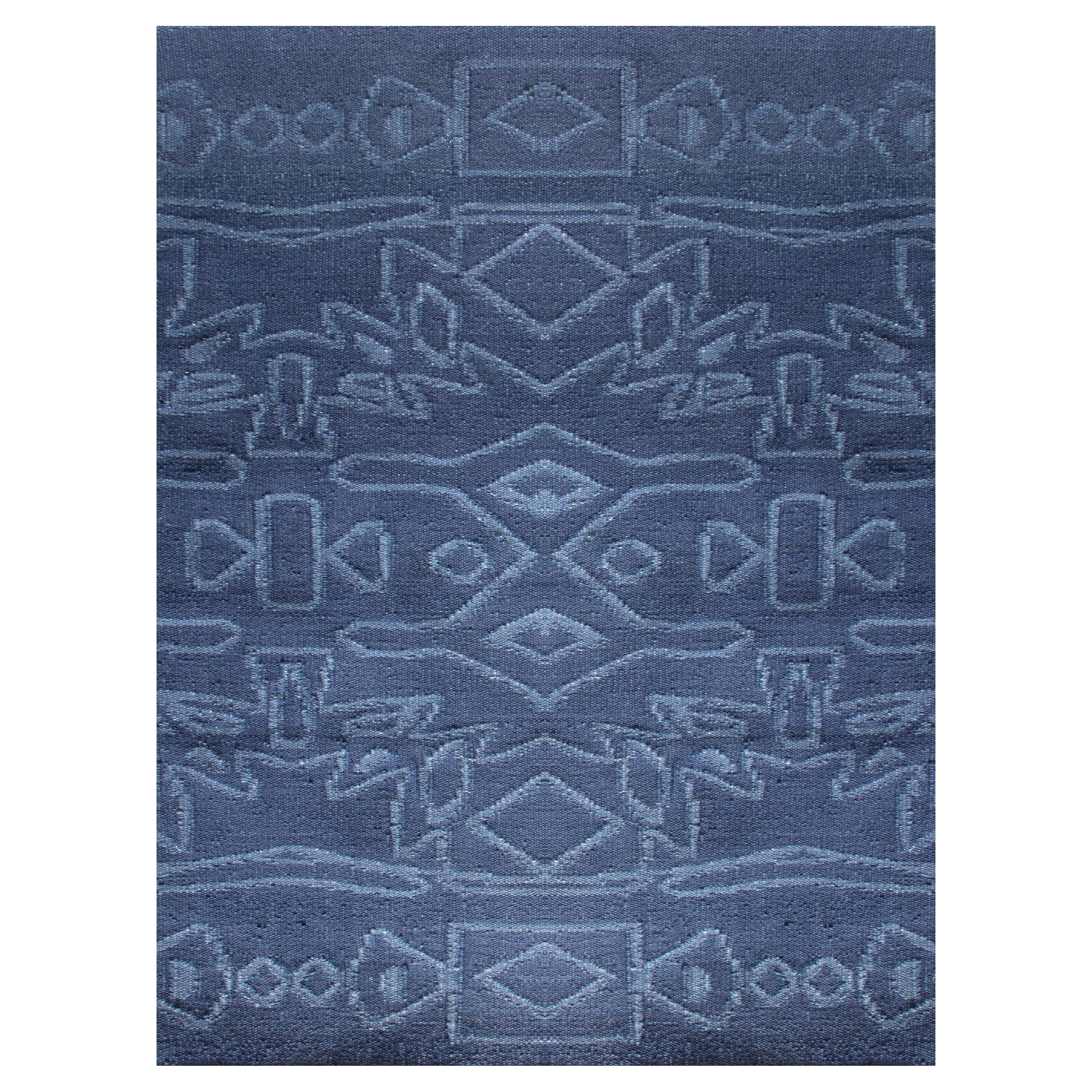 Eskayel, Akimbo, Indigo Flat-Weave Rug