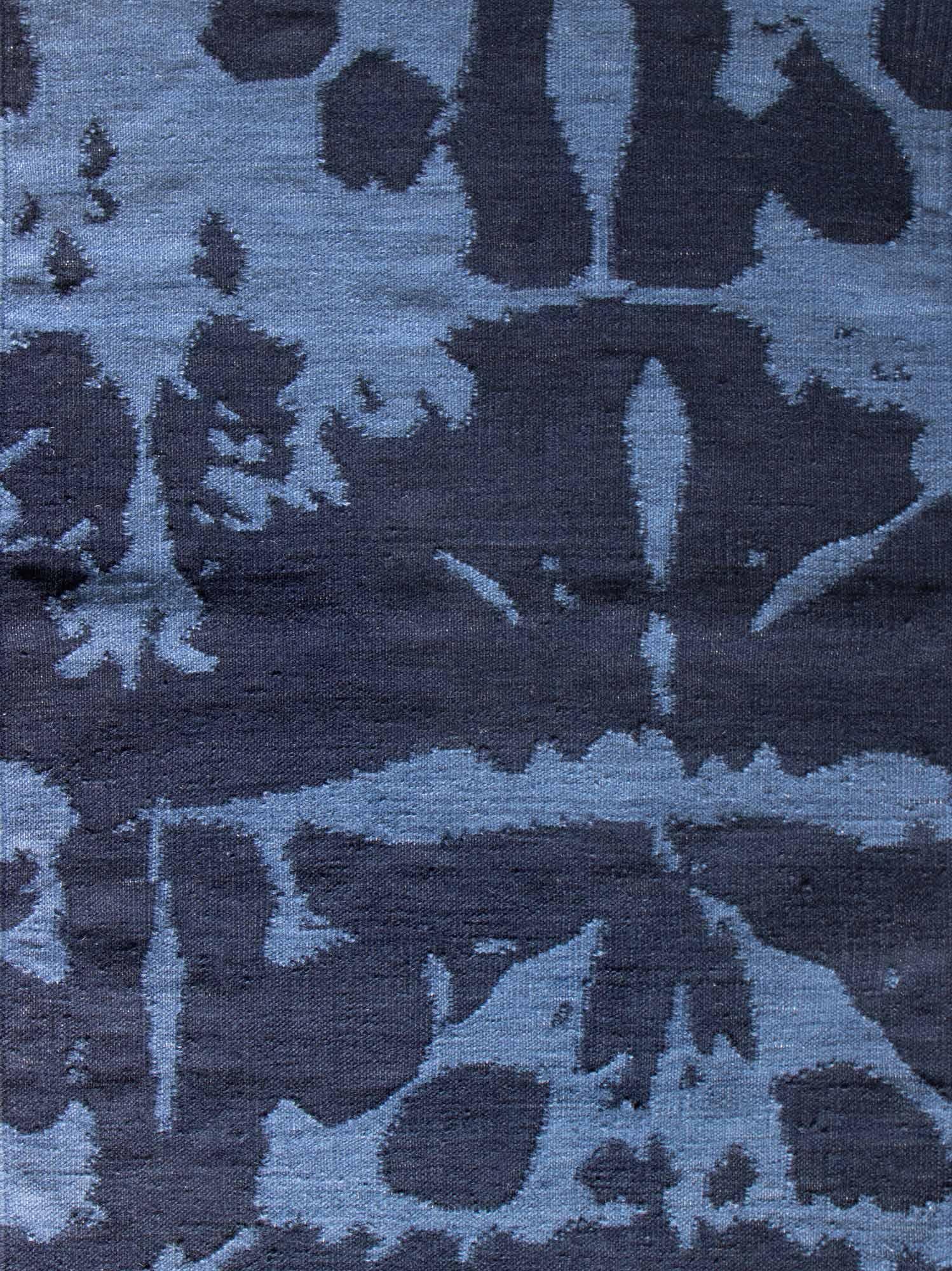 Rug Pattern: Banda - Indigo
Material: 100% New Zealand Wool
Quality: Flat-weave, handwoven 
Size: 6'-0