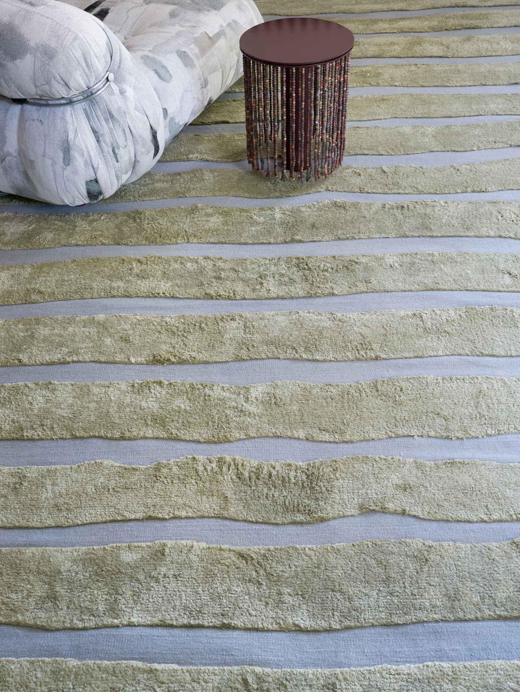 Nepalese Eskayel, Bold Stripe, Gulf Rug, Merino Wool/NZ Wool Moroccan Flatweave For Sale