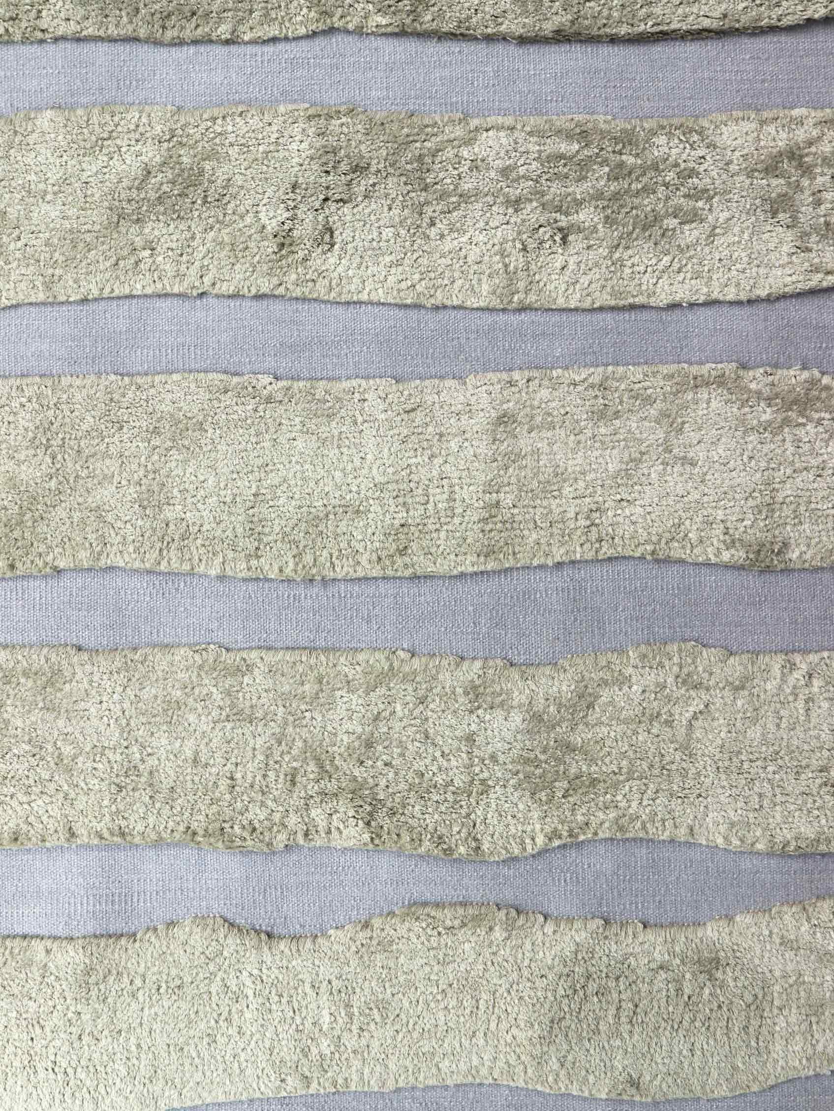 Hand-Knotted Eskayel, Bold Stripe, Gulf Rug, Merino Wool/NZ Wool Moroccan Flatweave For Sale