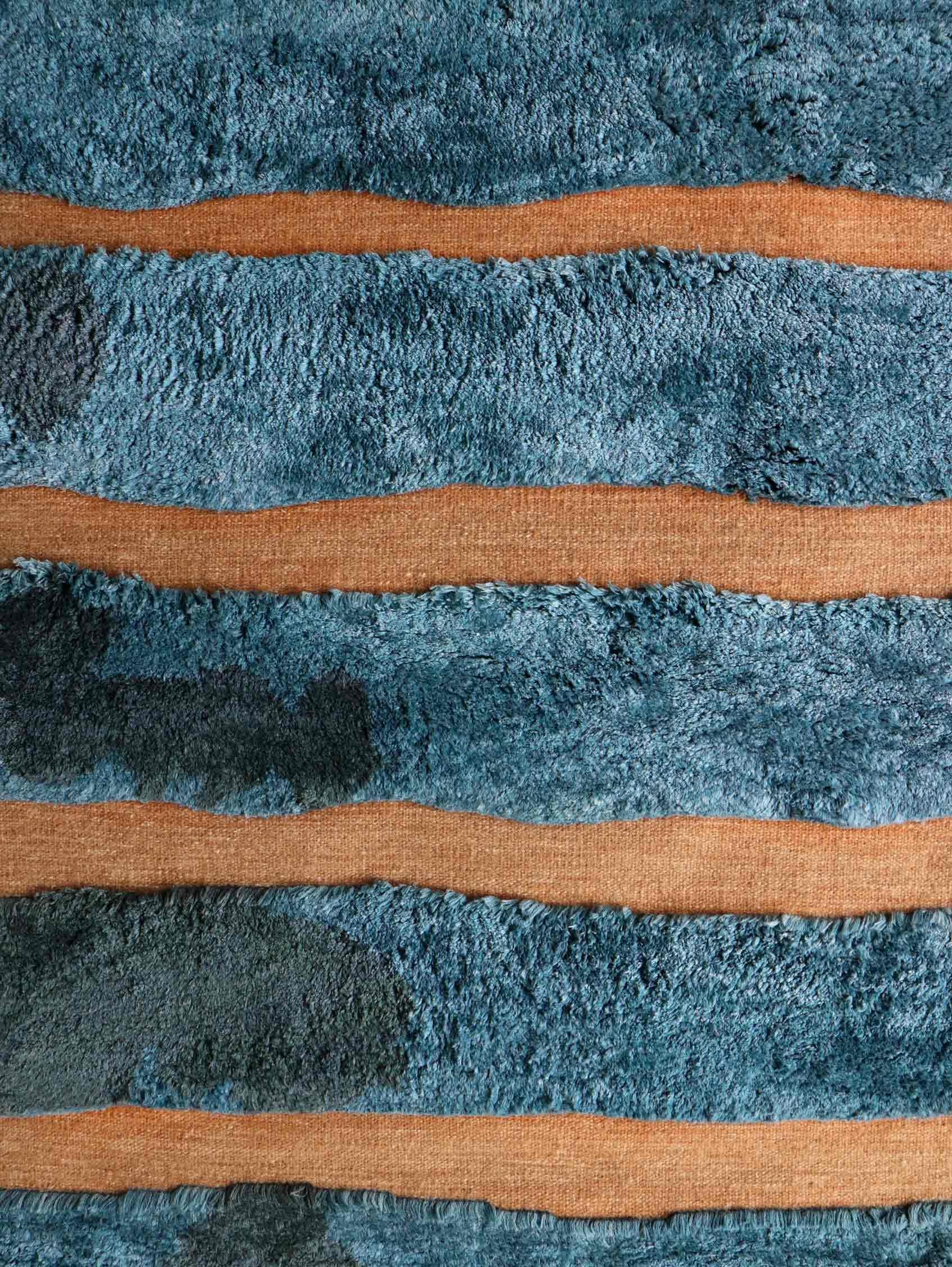 Nepalese Eskayel, Bold Stripe, Isthmus Rug, Merino Wool/NZ Wool Moroccan Flatweave For Sale