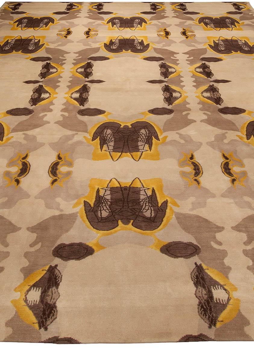 Moderne Tapis Eskayel-Culebra en laine abstrait et cubique fait à la main par Doris Leslie Blau en vente