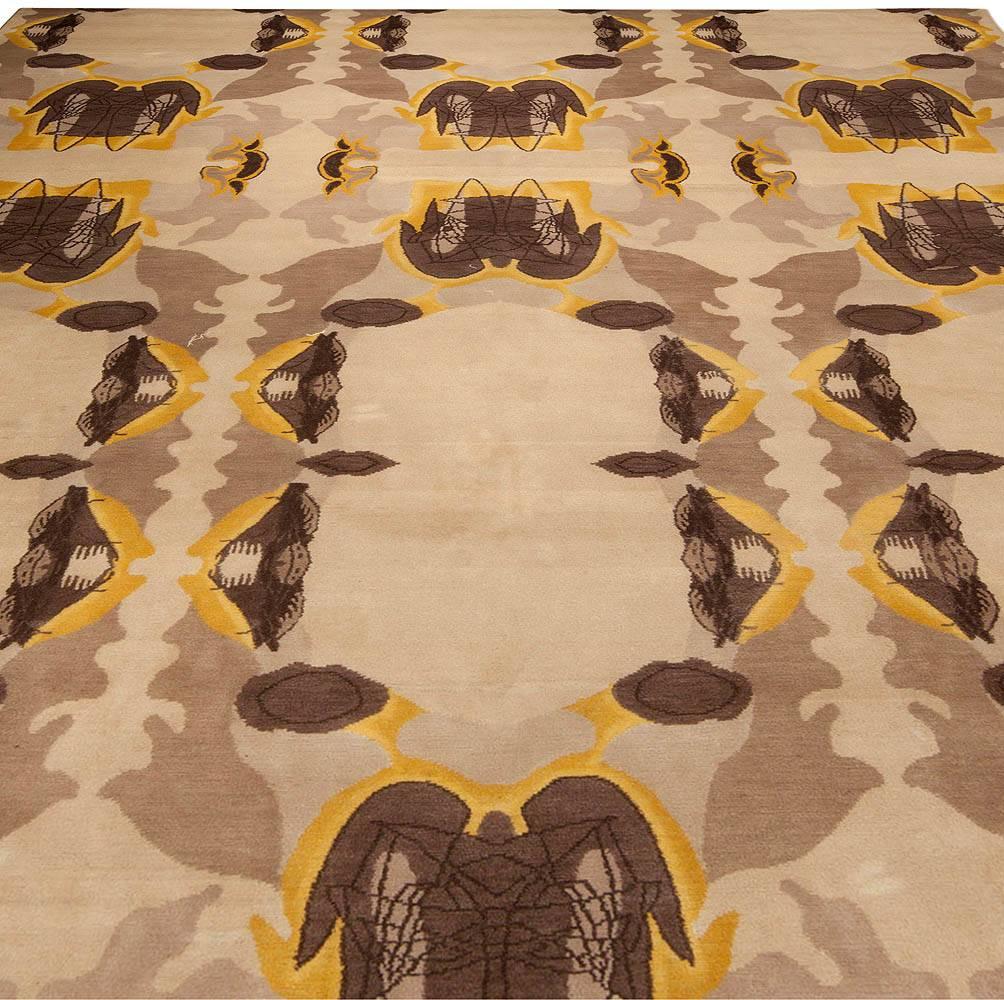 Indien Tapis Eskayel-Culebra en laine abstrait et cubique fait à la main par Doris Leslie Blau en vente
