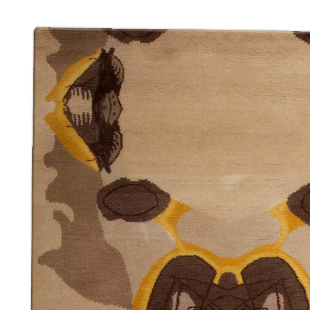 XXIe siècle et contemporain Tapis Eskayel-Culebra en laine abstrait et cubique fait à la main par Doris Leslie Blau en vente