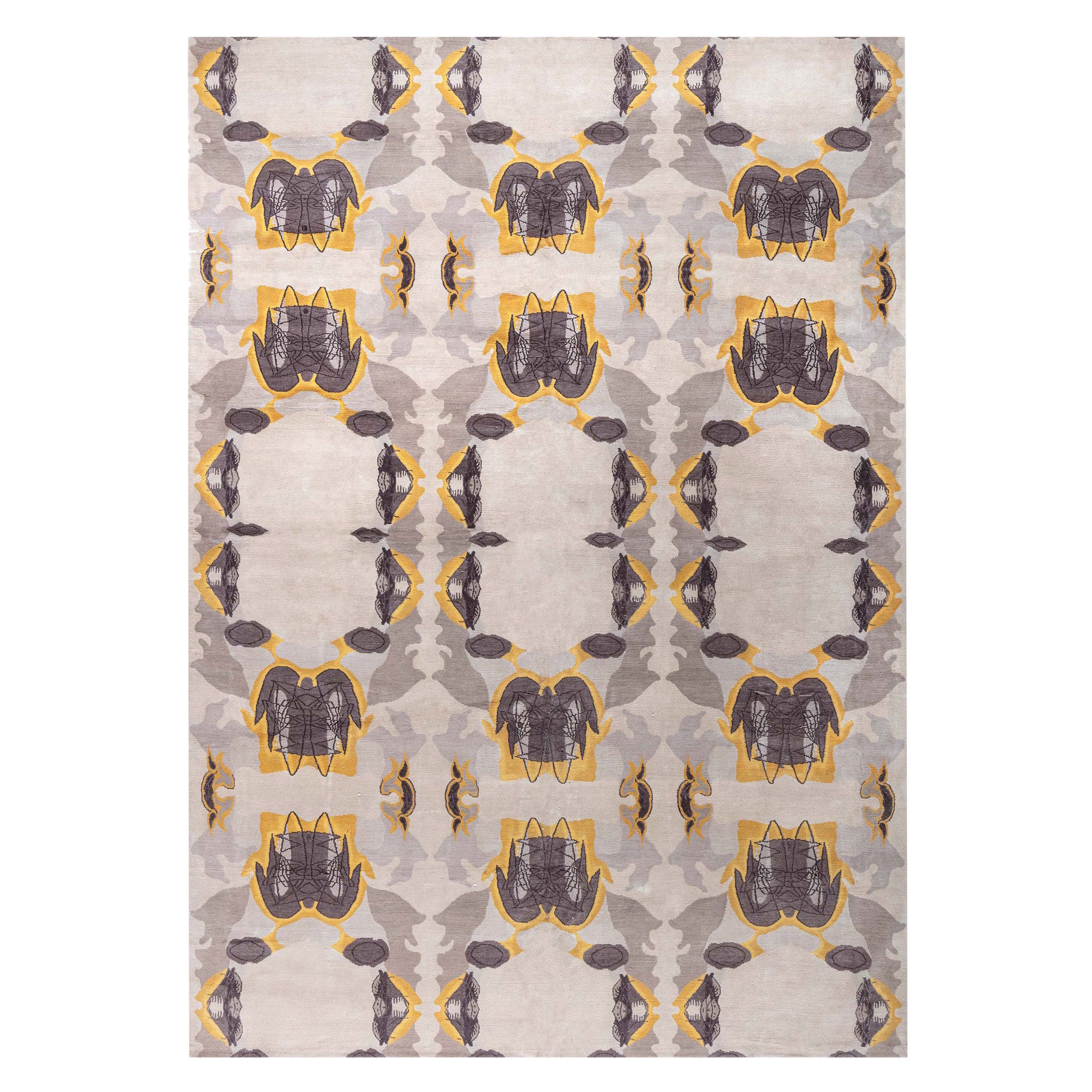 Abstrakter handgefertigter Wollteppich von Doris Leslie Blau, Eskayel-Culebra Cubic