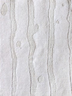 Eskayel, Riemchenstreifen, Lefko Weißer Teppich, Seide/Merino Wolle Kreuzgewebe