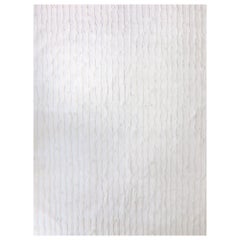 Eskayel, Drippy Stripe, Lefko White Rug, Silk/Merino Wool Cross Weave