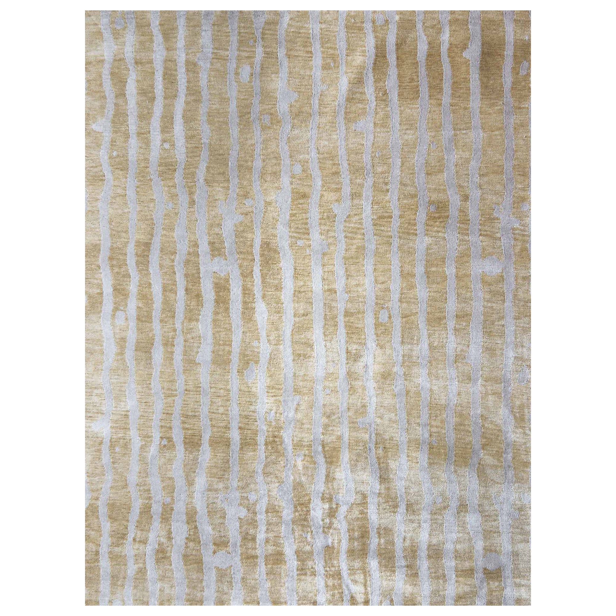 Eskayel, Drippy Stripe, Sage Rug, Merino Wool Cross Weave For Sale