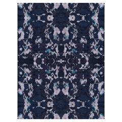 Eskayel, Huerfano, Navy Rug, Merino Wool/Silk Cross Weave