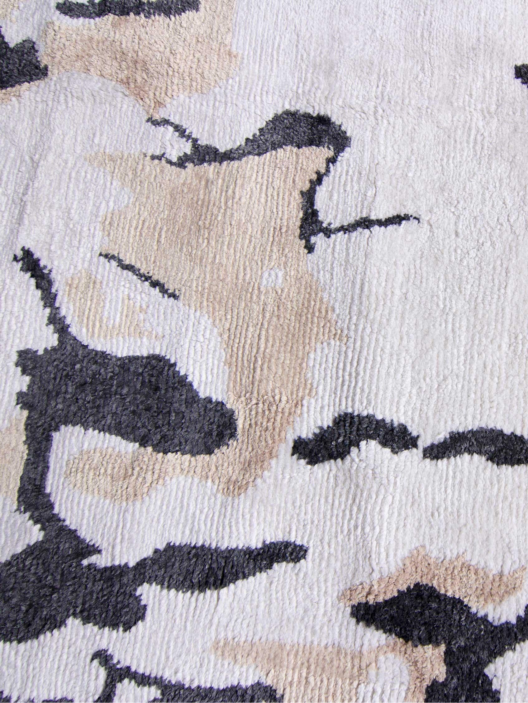 Nepalese Eskayel, Mamoun, Neutral Rug, Merino/Silk Mulu Weave For Sale