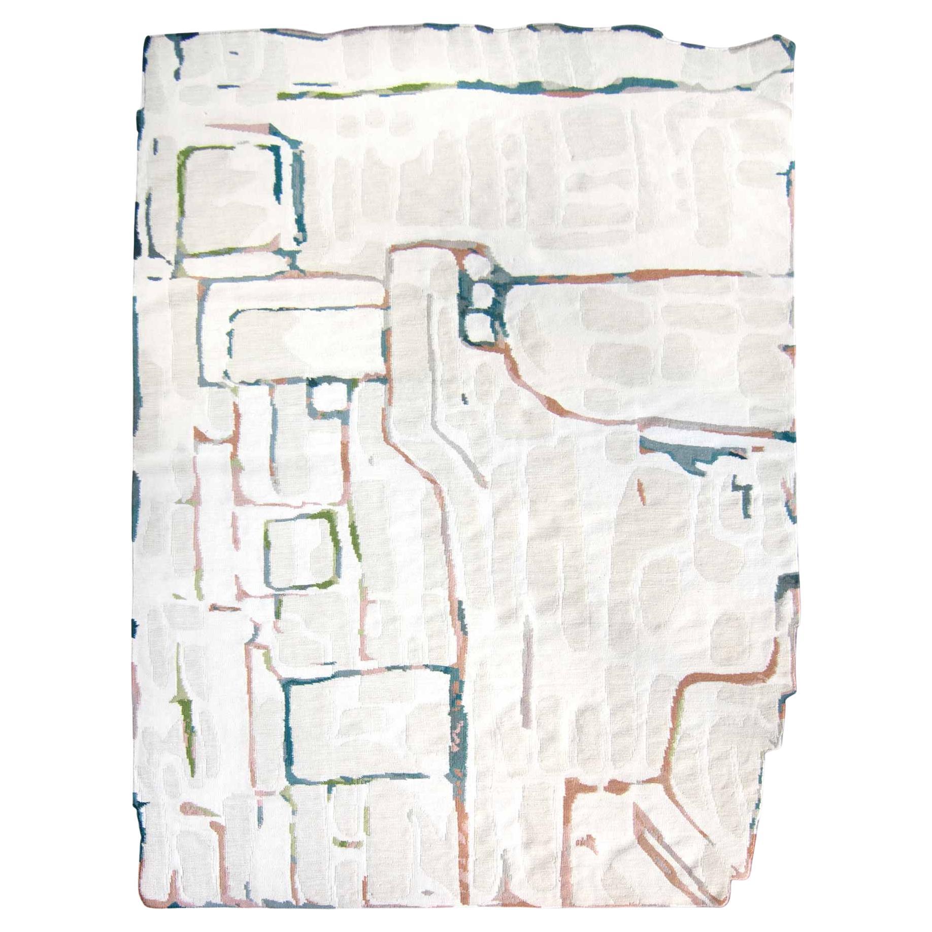 Eskayel, Portico, Multi-Zweifarbiger Flachgewebe-Teppich im Angebot