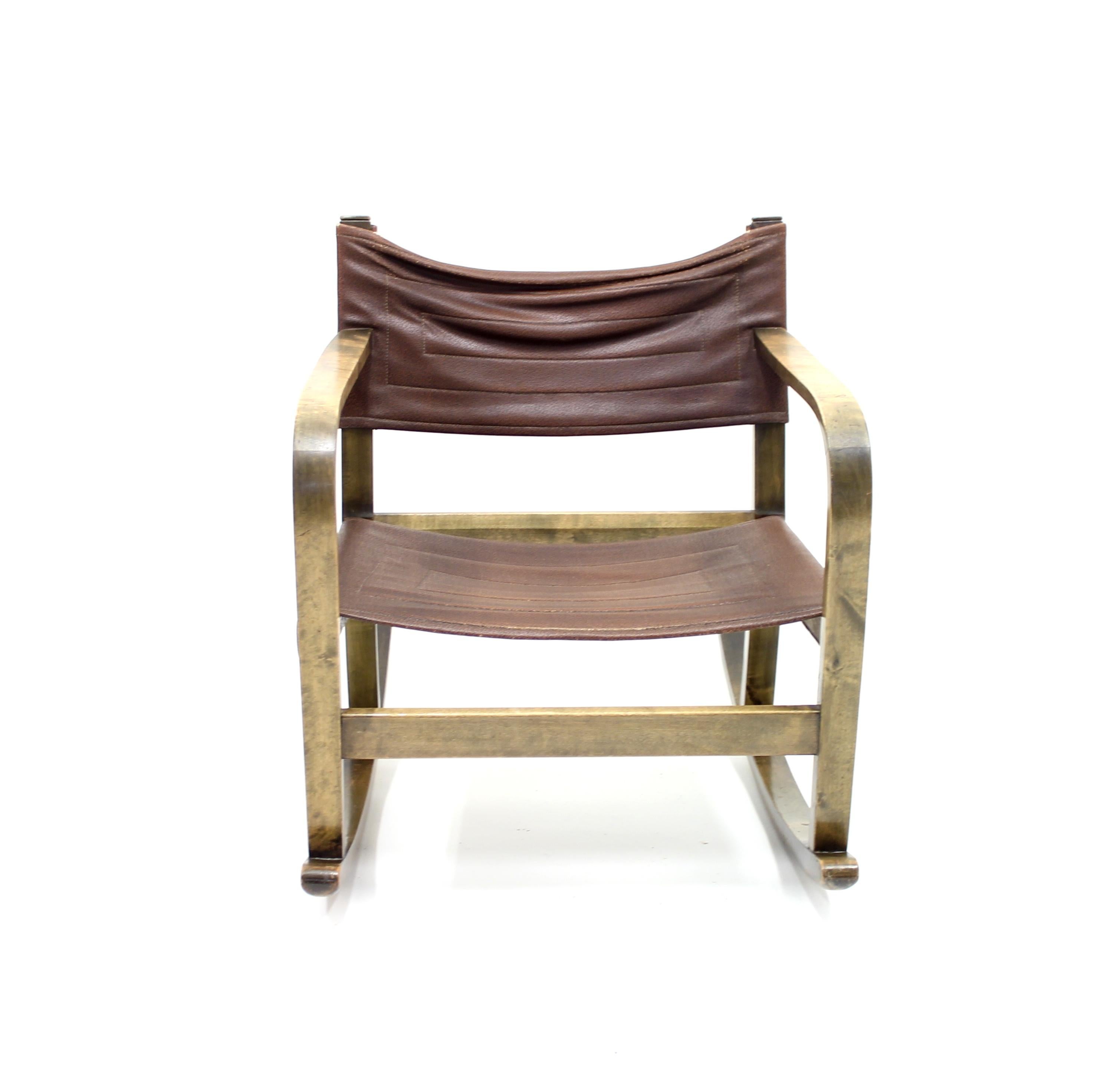 Imitation cuir Chaise à bascule Art déco Eskil Sundahl pour Bodafors:: années 1930 en vente