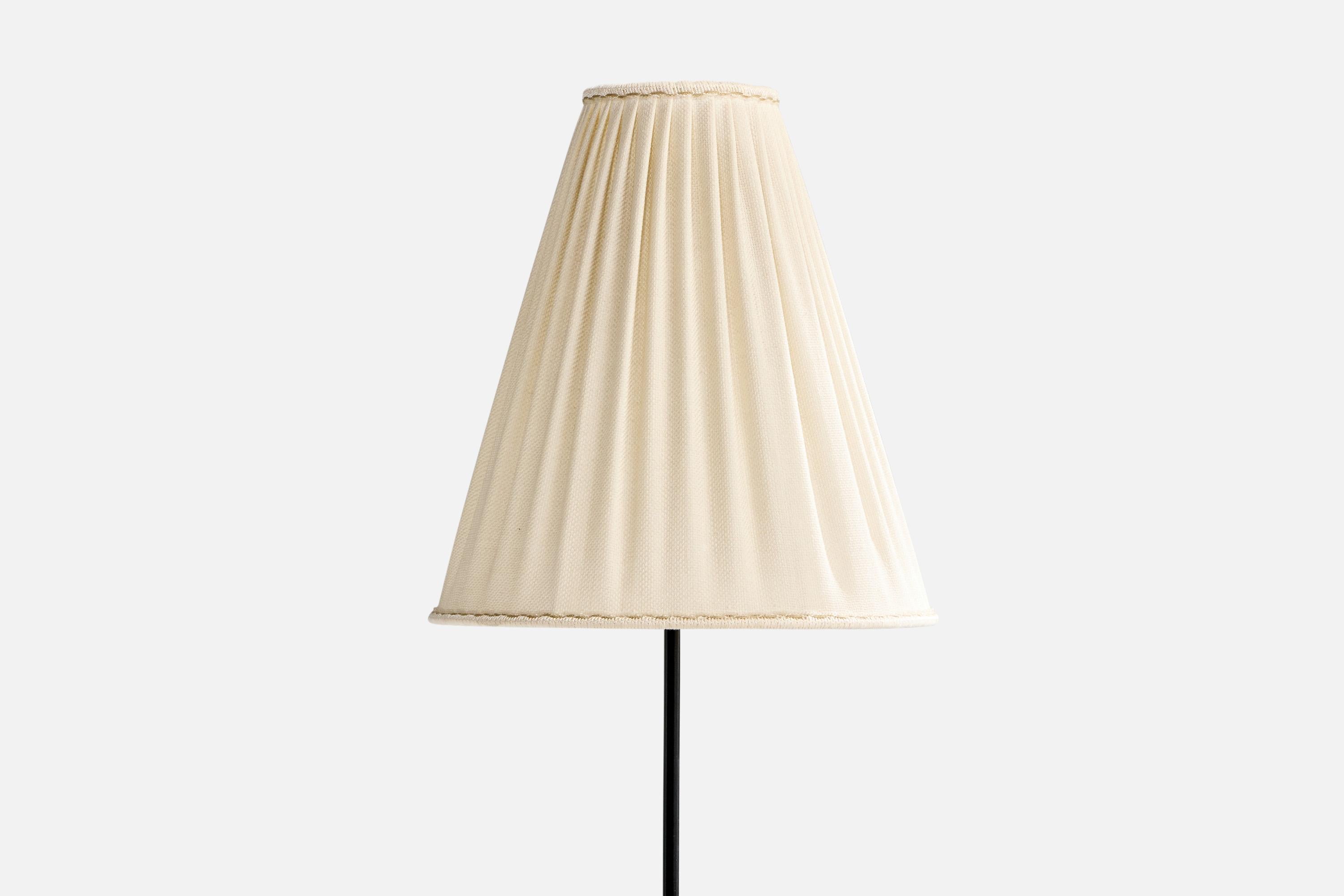 Mid-Century Modern Eskilstuna Elektofabrik, lampadaire, laiton, métal, tissu, Suède, années 1950 en vente