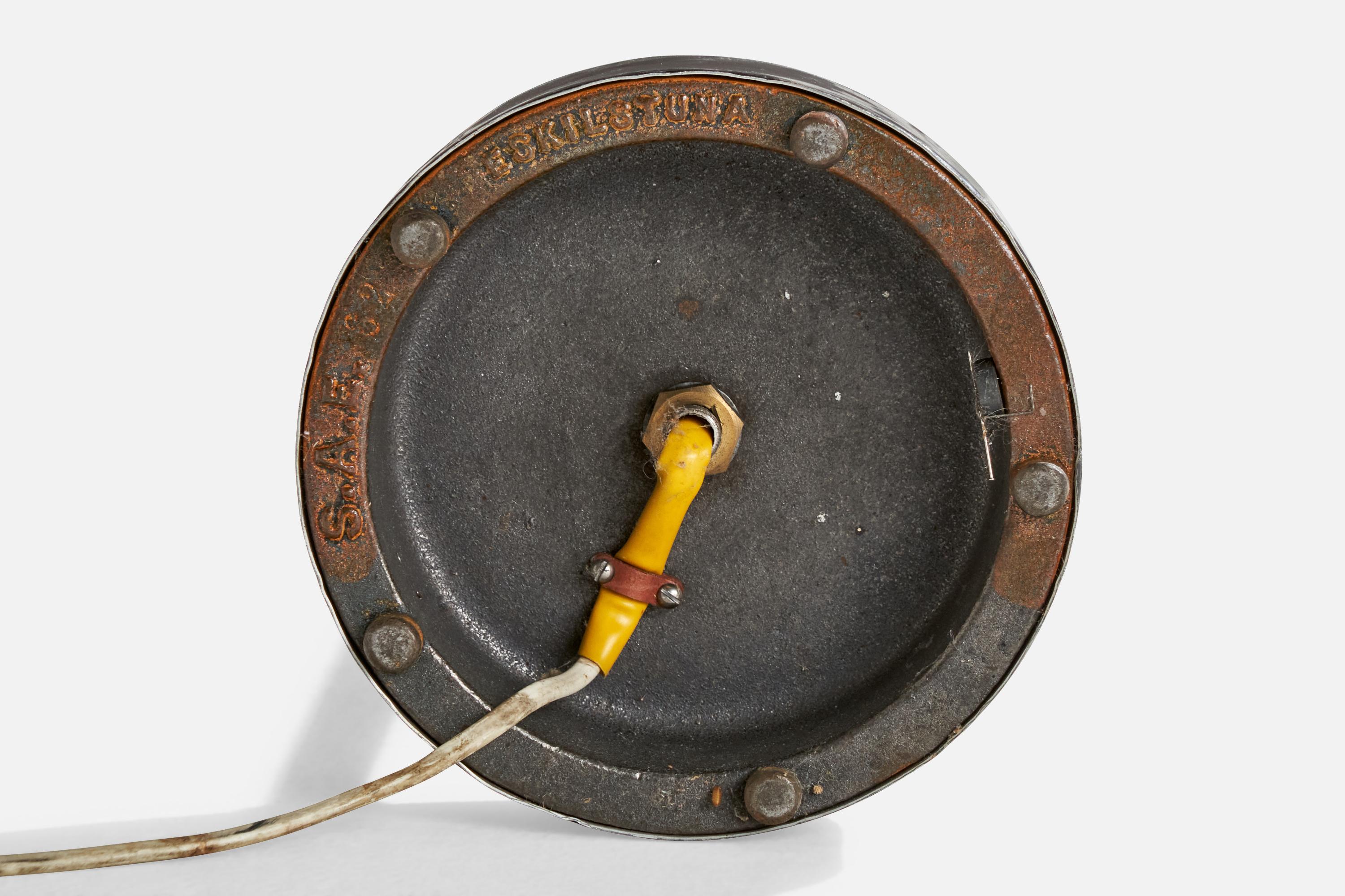 Eskilstuna Elektriska, lampadaire, laiton, métal, tissu, Suède, années 1950 en vente 3