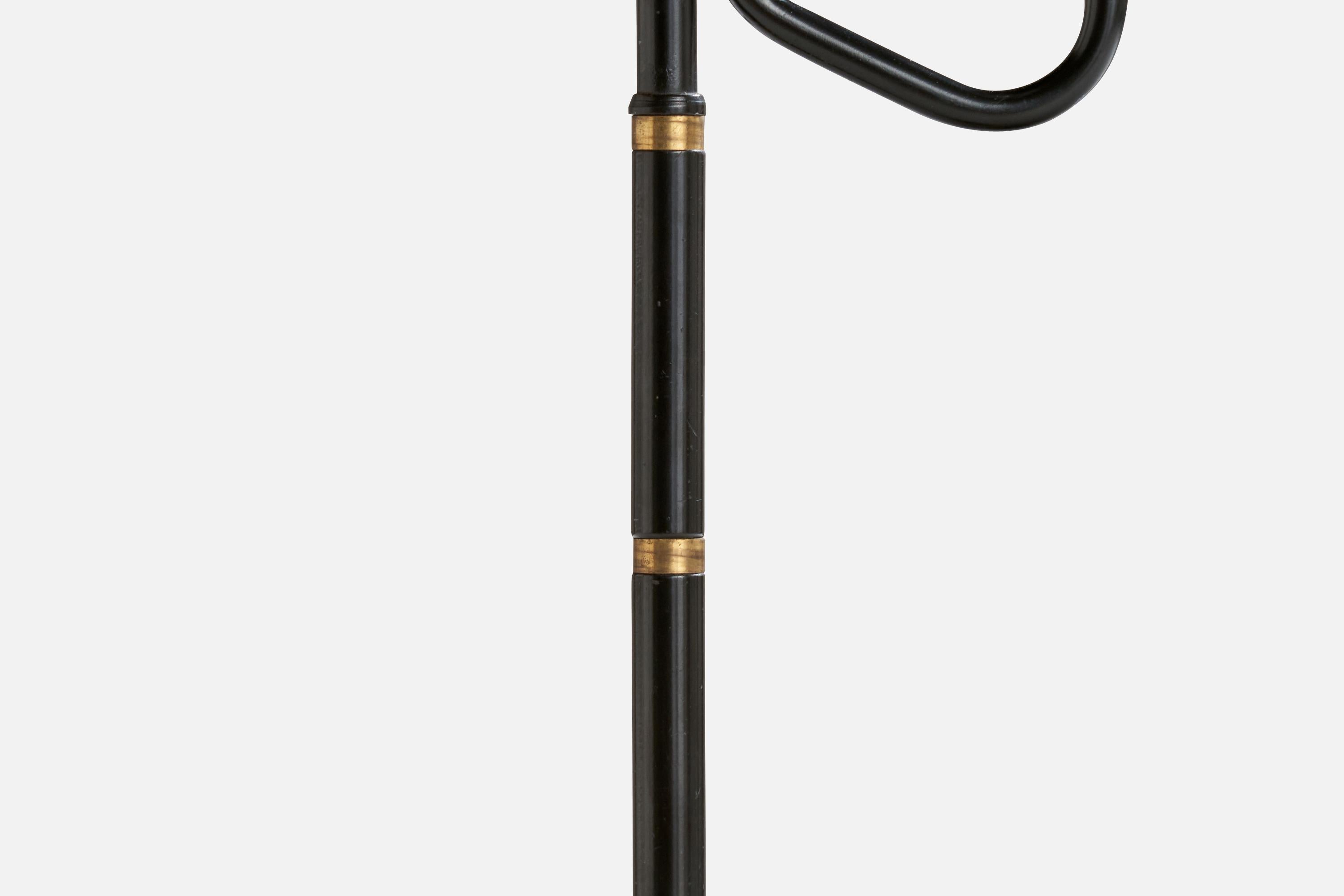 Métal Eskilstuna Elektriska, lampadaire, laiton, métal, tissu, Suède, années 1950 en vente