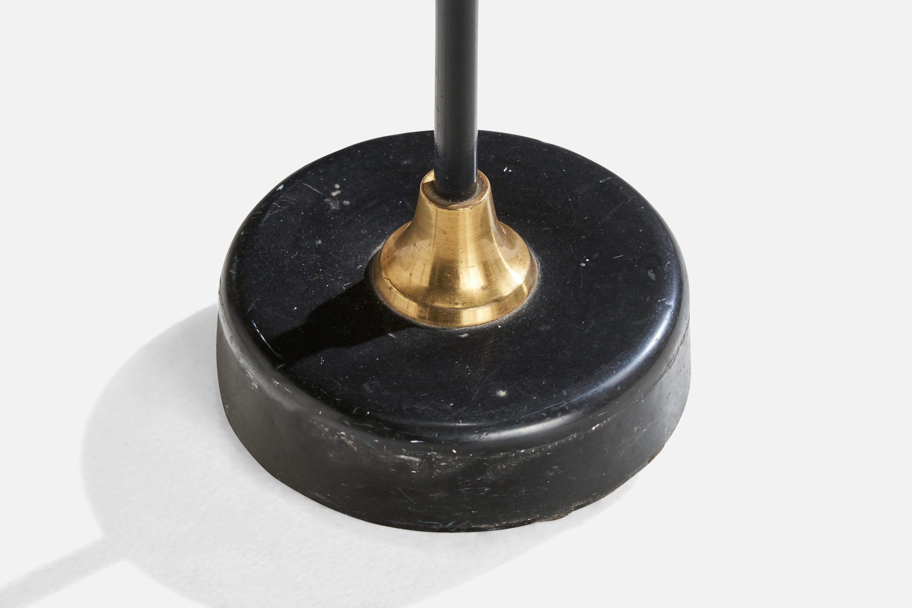 Eskilstuna Elektriska, lampadaire, laiton, métal, tissu, Suède, années 1950 en vente 1