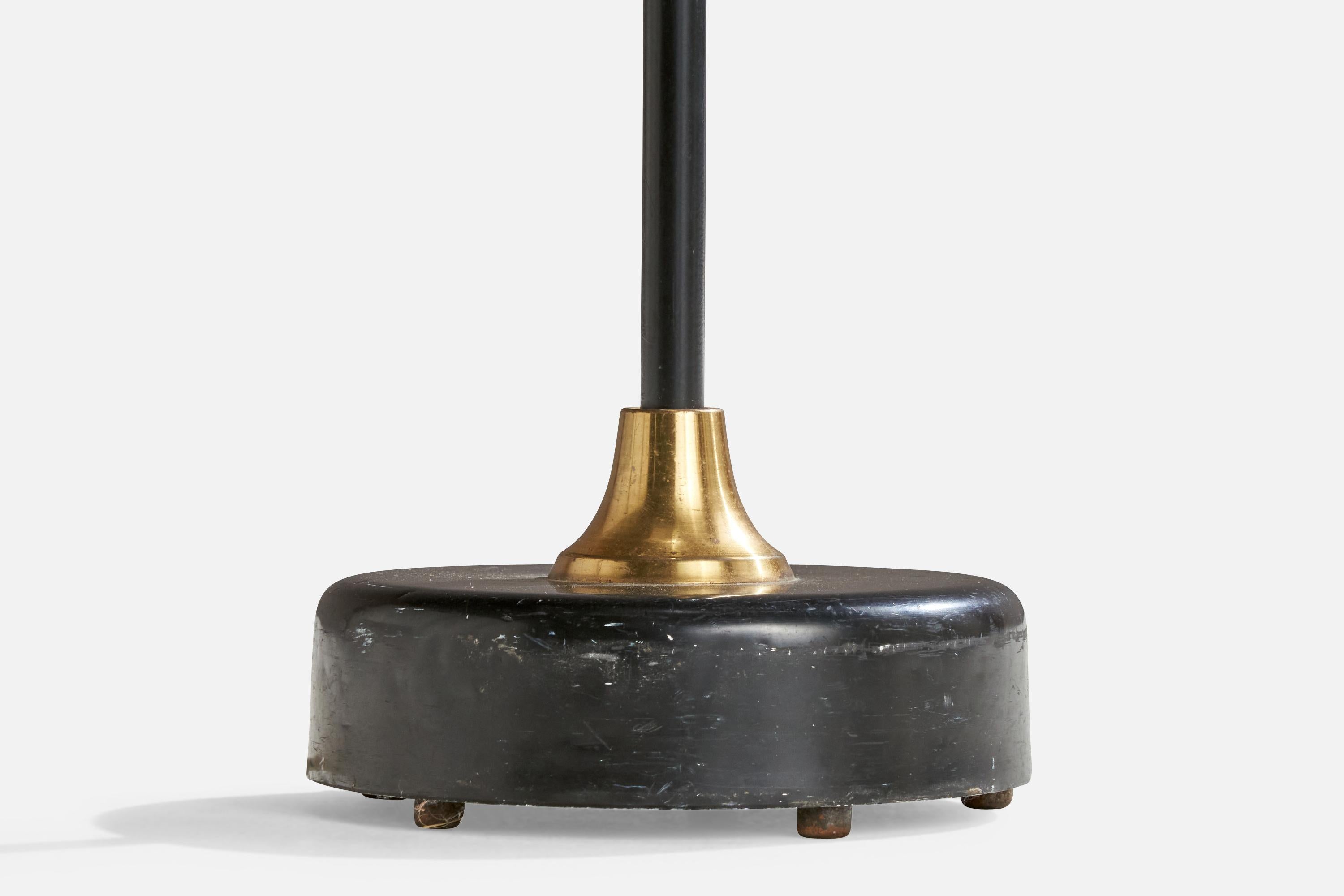 Eskilstuna Elektriska, lampadaire, laiton, métal, tissu, Suède, années 1950 en vente 2