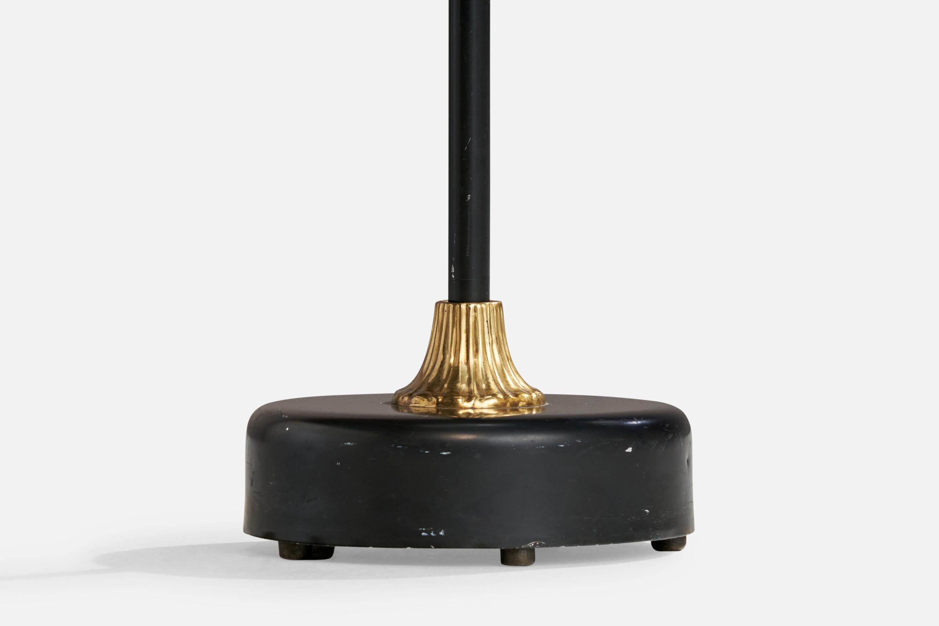 Lampadaire Eskilstuna Elektrofabrik, laiton, métal, tissu, Suède, années 1960 en vente 1